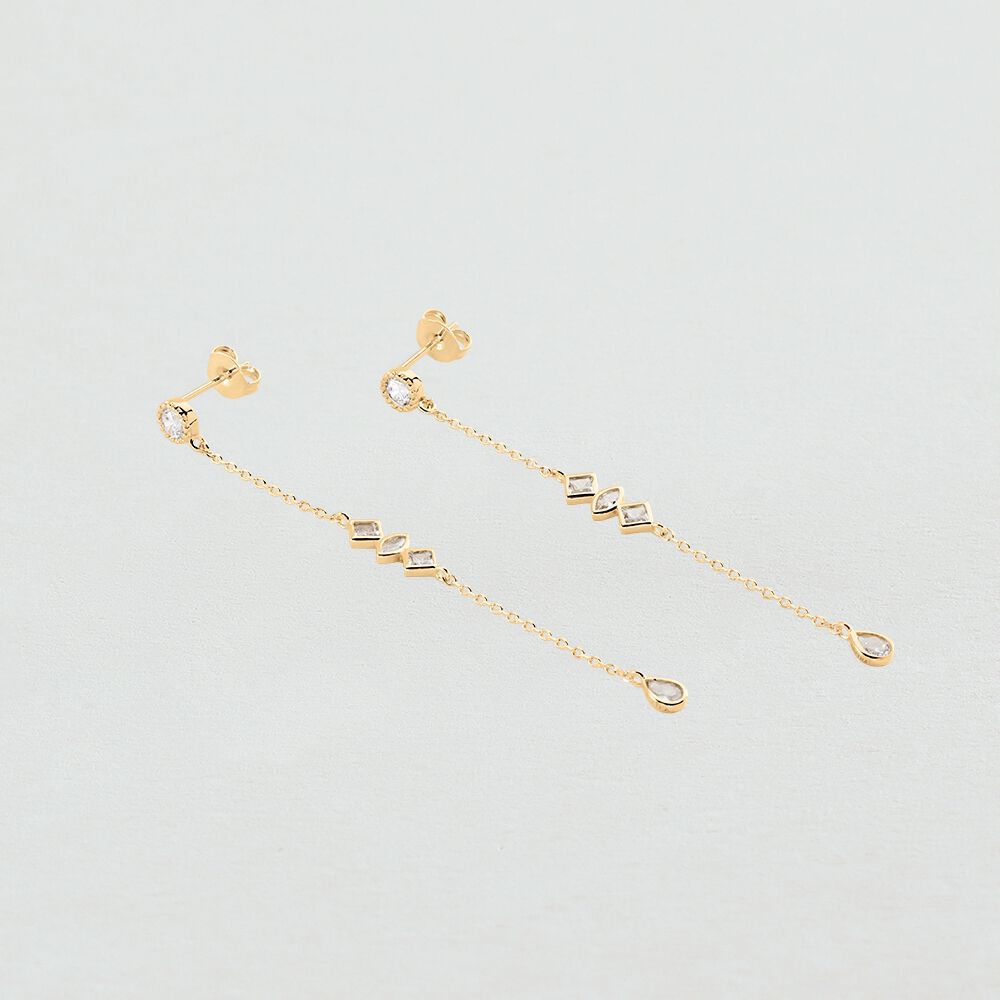 Pendientes largos VERTICE - Cristal / Dorado - Pendientes de fantasía  | Agatha